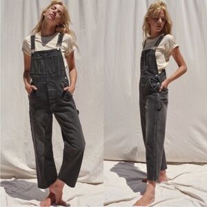 AMO Ally Overalls in Washed Black (Grey / Gray) sz S